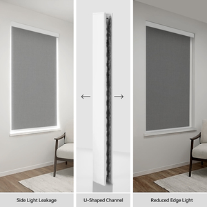 ZSTARR <span class=keywords><strong>Kit</strong></span> de rail latéral blanc en aluminium en forme de U pour stores enrouleurs, bloqueur de lumière - Product Image 3