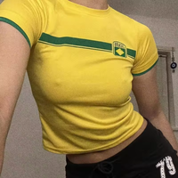 Haut court femme 2024 Y2k bébé t-shirt pour femmes brésil haut court Y2k chemises t-shirts graphiques pour femmes Vintage 90s Streetwear