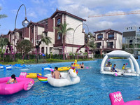 Bateau gonflable flamant rose jaune, jeux aquatiques, jouets de piscine, capacité 320 kg, matériau PVC