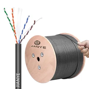 Opper-cable LAN Cat6 de cobre puro, cable LAN para interior y exterior, CCA 23awg 2pr 4pr 305m 1000 pies 0,56mm UTP Cat6