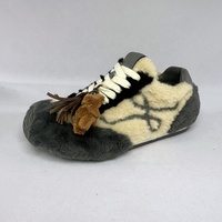 Nouvelles chaussures plates d'hiver en fourrure à lacets et brides croisées, style Forrest Gump, en cuir sportif pour femme, doublure en cuir, antidérapantes