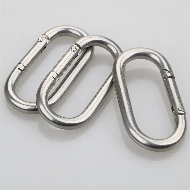 Factory High Quality 304 316 Stainless Steel Heavy Duty Connector Quick Link O Ring Carabiner Straight Snap Hook