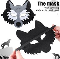 12 pièces Masque d'animal loup pour enfants Costume Masque en feutre demi-visage Masque de fête d'anniversaire loup Fournitures pour Halloween