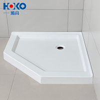 Bak Mandi HOKO White Neo-Angel Desain Modern dari Akrilik Solid Surface, Pancuran yang Kokoh dan Bergaya untuk Kamar Mandi