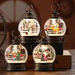 Wholesale Funny Christmas Decoration Lamp Hanging Christmas Led Snow Lantern With Santa
