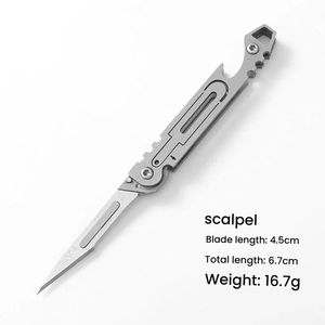 Couteau utilitaire en acier inoxydable, mini couteau pliant à ouverture rapide, coupe-papier tranchant, porte-clés portable, couteau express pour ouvrir les boîtes - Product Image 3