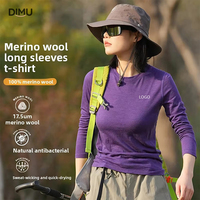 T-shirt à manches longues pour femme, 100% laine mérinos, léger, confortable, respirant, écologique, pour l'entraînement, la course à pied, la randonnée