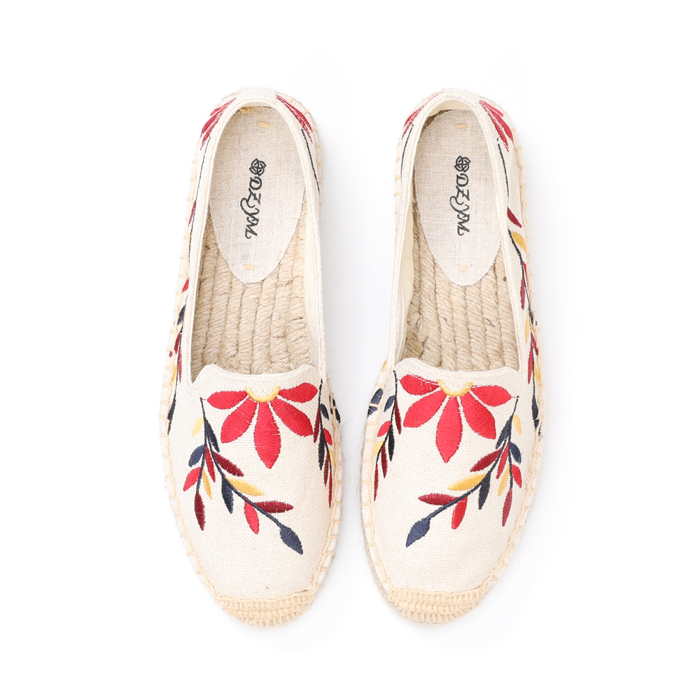 Женские холщовые Эспадрильи с вышивкой в виде Цветных Листьев