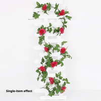 Guirlande de fleurs artificielles en soie, roses rouges, feuilles vertes, pour arche de mariage, décoration murale florale, vente en gros