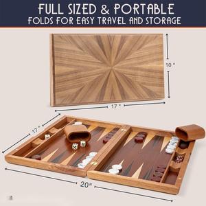Thân thiện với người lớn 17 "<span class=keywords><strong>backgammon</strong></span> Set: Tinh tế gỗ dát ban một trò chơi cổ điển tuyệt đẹp cho những người đam mê chiến lược - Product Image 3