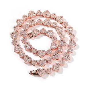 Gelang UWIN 2026 Bentuk Hati Baguette CZ Zirkon Hati 2 Baris Kalung Cinta Wanita Hadiah Valentine untuk Gadis Perhiasan Hip Hop - Product Image 2