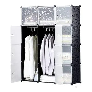 10 Cube Wardrobe Plastic Storage Closet PP Panel Diy Bedroom Cube Plastic Wardrobe Cabinet For Clothes