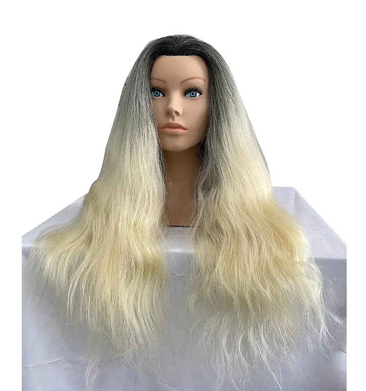 Tête d'entraînement de cheveux 100% humains avec épaule coiffure coloration de cheveux réaliste Mannequin d'entraînement poupées de tête