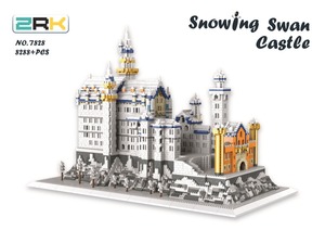 ילדי מתנה מפורסם ארכיטקטורת 3D דגם מיני אבני בניין צעצועי יורד שלג ברבור אבן טירת יהלומים לבנים - Product Image 5