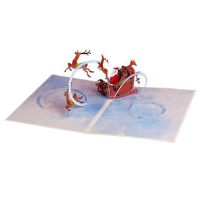 Carte de vœux 3D pop-up en carton créatif imprimée sur mesure, arbre de Noël, Père Noël, avec finition holographique - Product Image 5