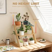 Rak Tanaman Kayu Bambu BH, 3 Tingkat, untuk Meja/Countertop, Rak Tanaman Kecil dengan Rak yang Dapat Disesuaikan