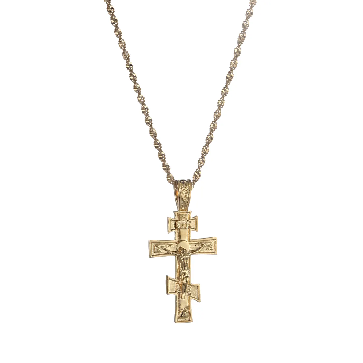 Christian Orthodoxe Jezus Russische Kruis Gebed Hanger Ketting Goud Kleur Inri Crucifix Hanger Kettingen Voor Vrouwen Mannen