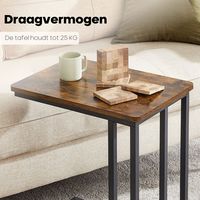 Table d'appoint moderne de luxe en métal et bois en forme de C avec roulettes réglables, meuble mobile et écologique pour salon et chambre à coucher