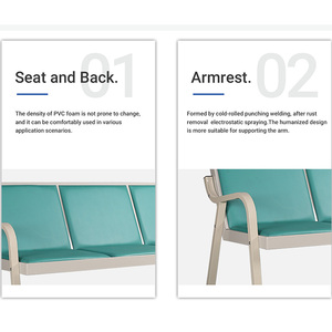 औद्योगिक टिकाऊ प्रतीक्षा क्षेत्र फर्नीचर सोने की धातु फ्रेम <span class=keywords><strong>3</strong></span> सीटें चमड़े के अस्पताल सार्वजनिक हवाई अड्डे कार्यालय प्रतीक्षा कुर्सी सोफे - Product Image 2