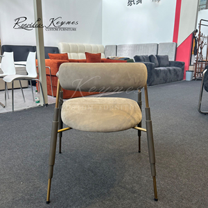 Keynes Customizable Velvet Upholstered Dining Chair Metal Armrest Leisure Chair Wholesale for Home Commercial - Product Image 3