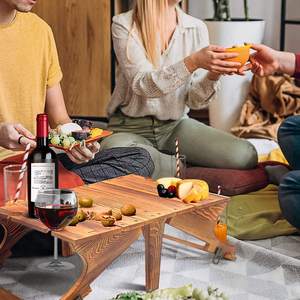 Nhà Máy Bán Buôn Tùy Biến Ngoài Trời Gấp Bảng Gỗ Tre Rượu Vang Di Động Dã Ngoại Bảng Cho Bãi Biển Công Viên - Product Image 5