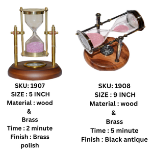 Nautical Brass Hourglass Sand <b>Timer</b> With Grey Sand Gifts for Dads Men Women Christmas Decor Home and Office Decor - Product Image 4