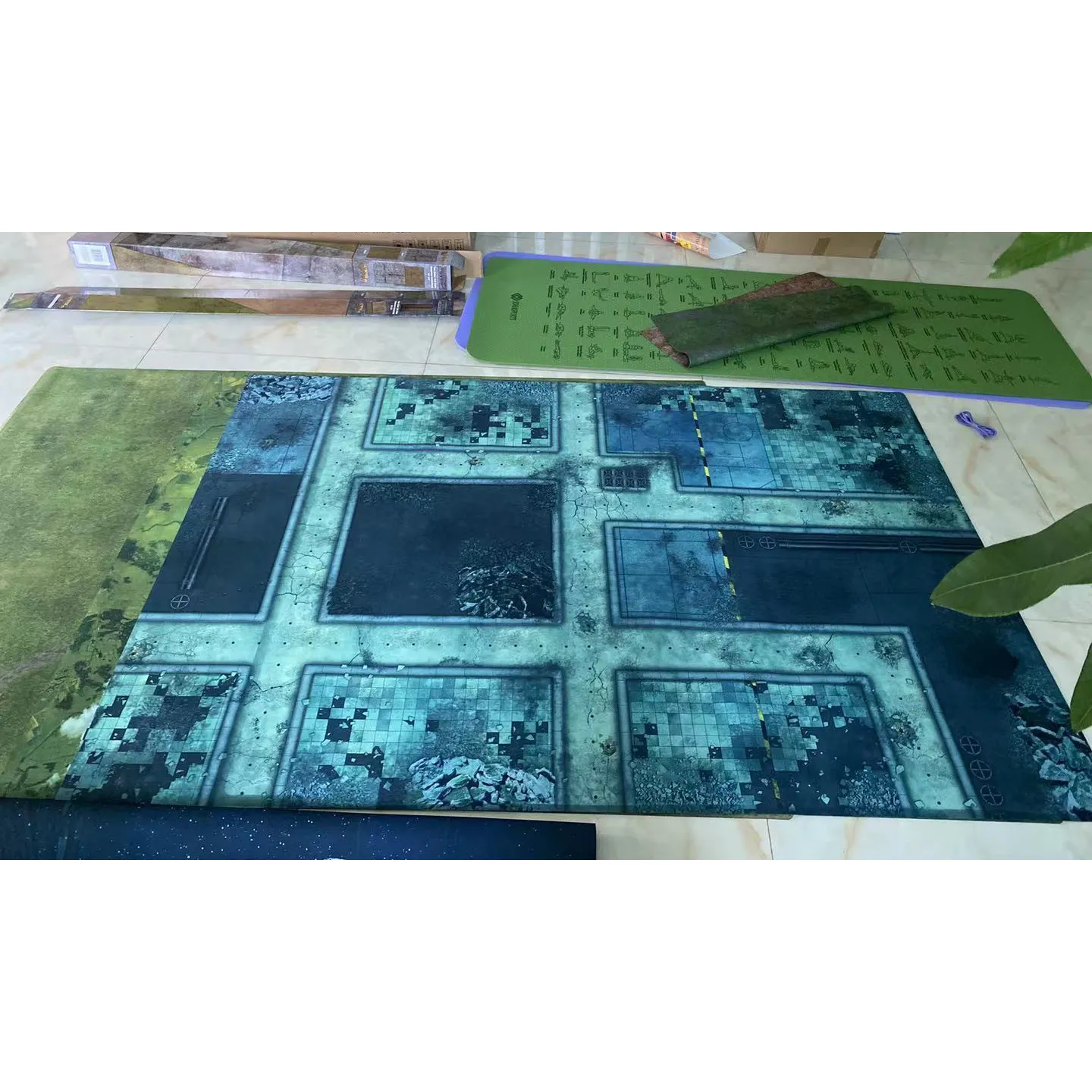 Wargame Texturizado Tapete de Grama, 6 'x 4' , 60*440 Polegadas Double-Sided Batalha de Borracha Mat