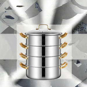 Vaporera de acero inoxidable 316 con tapa de vidrio transparente, compatible con encimeras de estufa y gran capacidad - Product Image 5