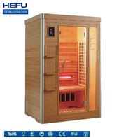 Kedatangan Baru Ruang Sauna Listrik Inframerah Jauh untuk 2 Orang dengan Panel Kontrol Digital Kayu Solid Hemlock 1800W