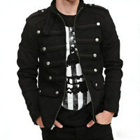 Veste de groupe de garde de parade vintage steampunk gothique noire pour hommes