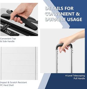 Multifunctional Carry on Travel <strong>Suitcase</strong> 20inch Luggage with TSA Lock, Front Pocket, <strong>Foldable</strong> Tabletop, External USB Charger - Product Image 4