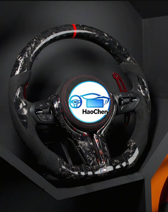 Volante de fibra de carbono con levas de cambio LED personalizado para BMW Serie <span class=keywords><strong>E</strong></span>, compatible con BMW E90 328i E60 E46 E87 E92 M3 E39 X5 E70 X6 E71 E82 - Product Image 4