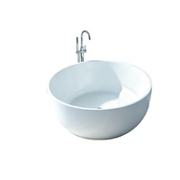 Baignoire autoportante ronde moderne en surface solide, forme de bol, profonde, blanche, pour villa, hôtel, salle de bain, équipement sanitaire