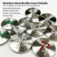 Plaques Tactiles Personnalisables en Acier Inoxydable pour Boutons d'Ascenseur avec Inscriptions Braille, Chiffres, Lettres, Flèches et Points en Relief – Taille et Modèle Personnalisables