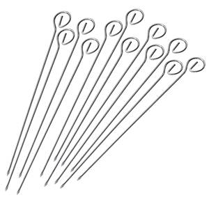 Juego de 12 pinchos para barbacoa de acero inoxidable, herramientas de palo de 22cm, madera para Camping, cocina, barbacoa al aire libre, fábrica directa, Económica - Product Image 1