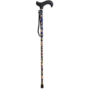 Bastone da Passeggio Pieghevole, Bastoni da Passeggio per Anziani, Fiori Blu KMINA K10021 - Product Image 1