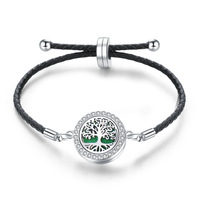 Mode peut ouvrir le bracelet de diffuseur d'huile essentielle en cuir de diamant Pu taille réglable fleur coeur motif bracelet de diffuseur