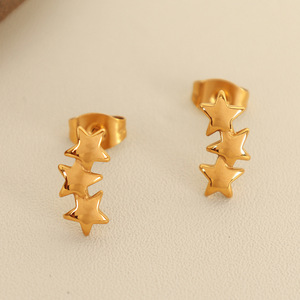 Boucles d'oreilles étoile plaquées or 18 carats en acier inoxydable, bijoux tendance pour femme, cadeau EH758G - Product Image 1