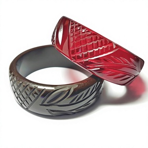 Artistic Resin Carved <b>Bangles</b> With Floral Pattern Round Shape For Wedding Decoration And Gift <b>Love</b> Theme Casting Craft for Woman - Product Image 1