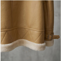 Veste kaki oversize pour femme en fausse fourrure avec revers, fermeture éclair diagonale, mélange de laine, style décontracté type locomotive