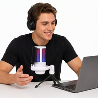 Microphone USB à condensateur pour jeux avec trépied, filtre anti-pop et éclairage RGB pour PC de bureau et streaming. Historique de navigation.