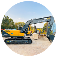 Excavatrice sur chenilles hydraulique d'occasion Hyundai R220LC R215V5 de 22 tonnes, origine Corée, vidéo disponible, train de roulement 80% neuf, en stock, FOB