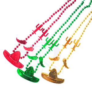 หมวกฟางทรงต้นกระบองเพชรพริกไทยพริกทำจากพลาสติกโลหะสร้อยคอลูกปัดสำหรับ Cinco de <span class=keywords><strong>Moyo</strong></span> อุปกรณ์งานเลี้ยง - Product Image 1