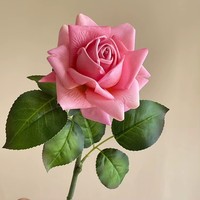 Hochwertige, realistische, weiche Seidenrosen – eleganter, taufrischer Einzelzweig-Bouquet für Hochzeiten, Ostern, Heimdekoration und Fotografie