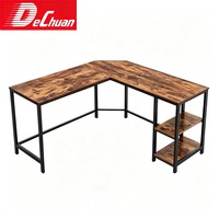 Bureau d'angle en L pour ordinateur avec étagères de rangement et structure métallique robuste pour le bureau à domicile