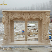 Décor Classique Style Moulage Extérieure Nuageux Rosa Offre Spéciale Pierre Marbre Avec Deux Dame Cheminée Surround Mantal Flamme