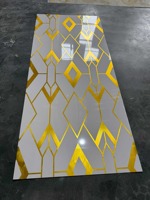 Panneau mural décoratif en PVC brillant MORLENX gris or géométrique, résistant aux UV, pour la décoration intérieure moderne des hôtels et villas