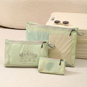 Travel <b>Storage</b> Bags Packing <b>Cubes</b> Silicone Coated Nylon Semi Transparent Luggage Organizer Pouches - Product Image 1