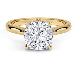 Anillo de compromiso con diamante de laboratorio talla cojín, halo oculto, chapado en oro de 18K/14K, diamante CVD, plata de ley 925 - Product Image 1