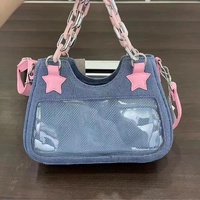 À la mode Y2K Vintage mode coréenne Colorblock épaule ITA sacs filles dames sous les bras Harajuku étoile fourre-tout Denim sac à main